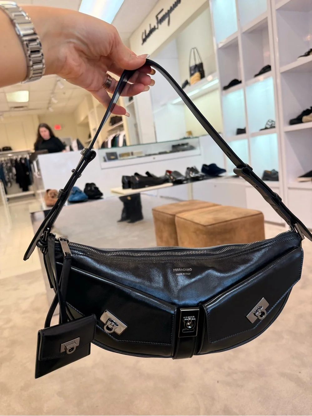 Ferragamo Women's Black Multipocket Hobo Bag Black